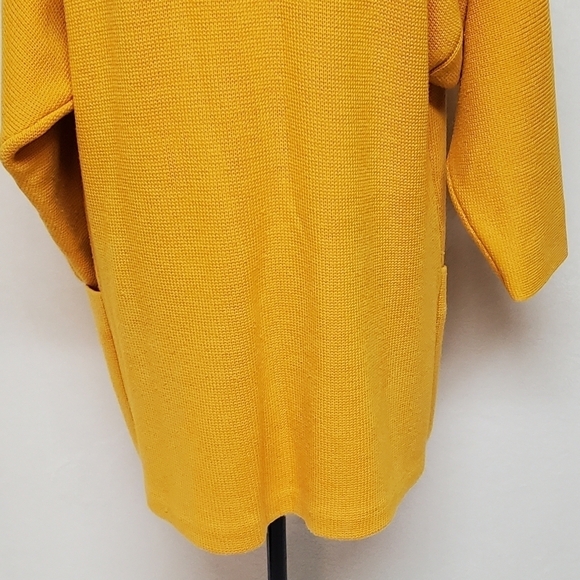 VINTAGE 90s I.B. Diffusion Mustard Yellow Knit Oversized Kimono Sweater Cardigan - Picture 13 of 14